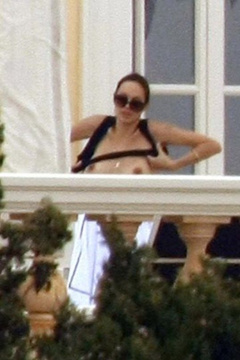 1. Angelina Jolie – topless on a balcony, 2008