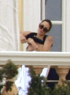 2. Angelina Jolie – topless on a balcony, 2008