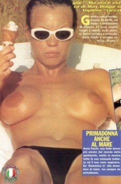 2. Anna Falchi – Topless sunbathing
