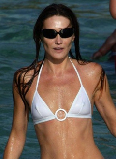 14. Carla Bruni – white bikini, 2008