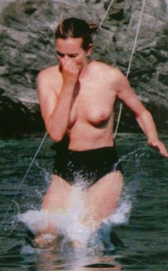 3. Carole Bouquet – Topless swimming