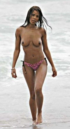 4. Charley Uchea – Topless sunbathing, 2008