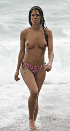 7. Charley Uchea – Topless sunbathing, 2008