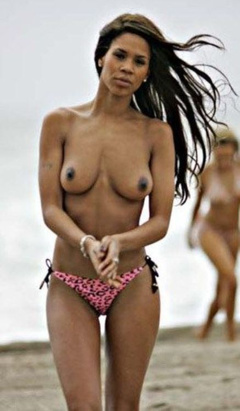 9. Charley Uchea – Topless sunbathing, 2008