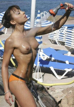 8. Gabriella Irimia – topless at the beach, 2008