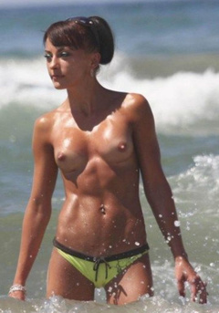 9. Gabriella Irimia – topless at the beach, 2008
