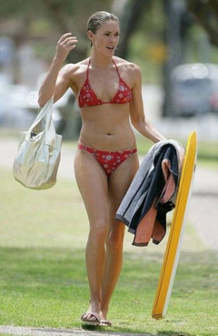 4. Jenni Falconer – red bikini, 2008