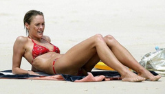 7. Jenni Falconer – red bikini, 2008