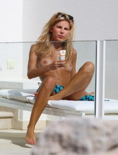 4. Jessica Hart – Topless sunbathing, 2012