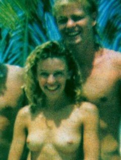3. Kylie Minogue – topless at the beach - young