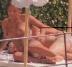 8. Melanie Brown – Topless swimming
