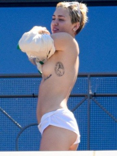 1. Miley Cyrus – topless, 2014