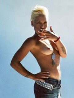 2. Pink – posing topless, 2006