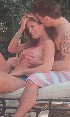 2. Rachel Hunter – Topless sunbathing, 2003