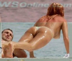 5. Rachel Hunter – Topless swimming, 2006