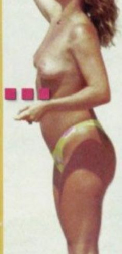 3. Rachel Hunter – topless at the beach