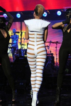 8. Rihanna – Stripes suit in Concert, 2009