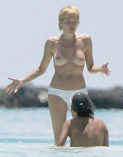 6. Sharon Stone – topless at the beach, 2005