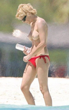 10. Sharon Stone – topless at the beach, 2005