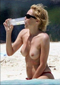 11. Sharon Stone – topless at the beach, 2005