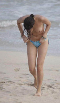 5. Shermine Sharivar – topless at the beach, 2009