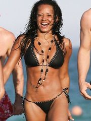 Melanie Brown – bikini at the beach, 2008