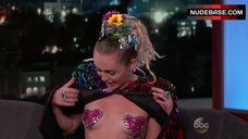 5. Miley Cyrus No Bra – Jimmy Kimmel Live