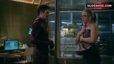 4. Emily Bett Rickards in Black Bra – The Flash
