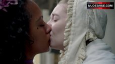 3. Rosalind Eleazar Lesbian Kiss – Harlots