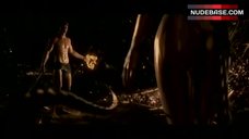 3. Angelina Jolie Nude in Goiden Paint  – Beowulf