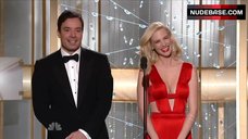 56. January Jones in Sexy Red Dress – The Golden Globe Awards