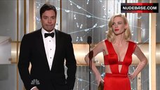 89. January Jones in Sexy Red Dress – The Golden Globe Awards